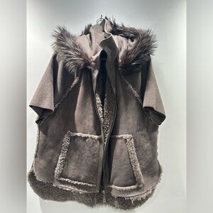 Elie Tahari Brown Faux Fur Collar Coat